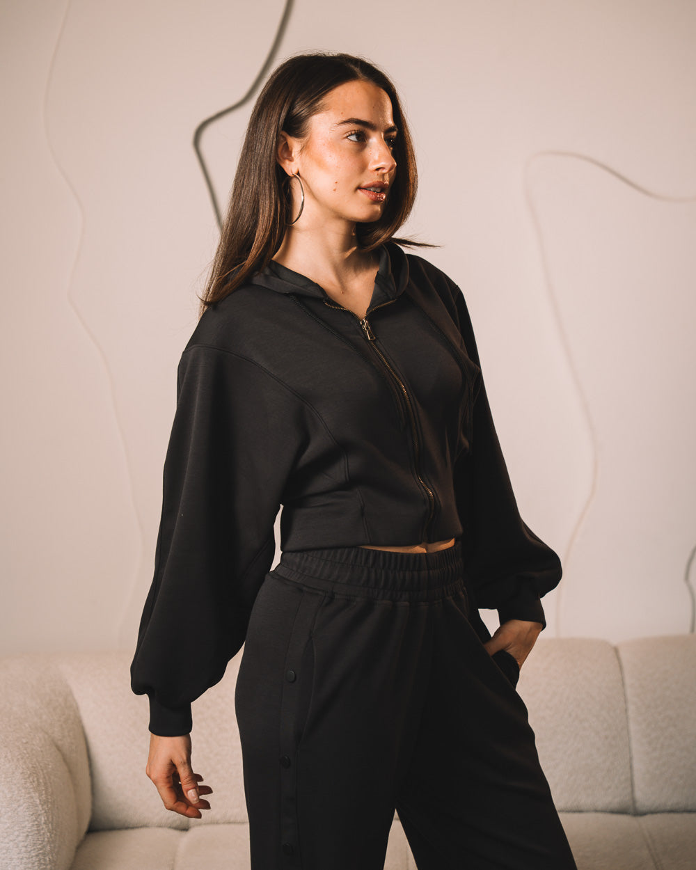 Modal Crop Hooded Jacket