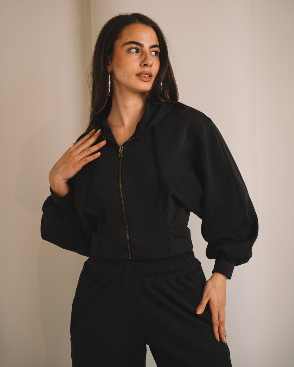 Modal Crop Hooded Jacket