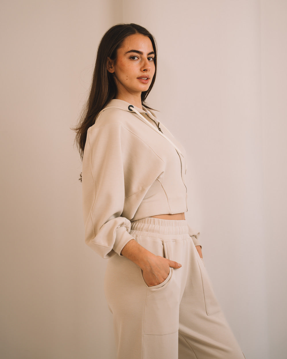 Modal Crop Hooded Jacket