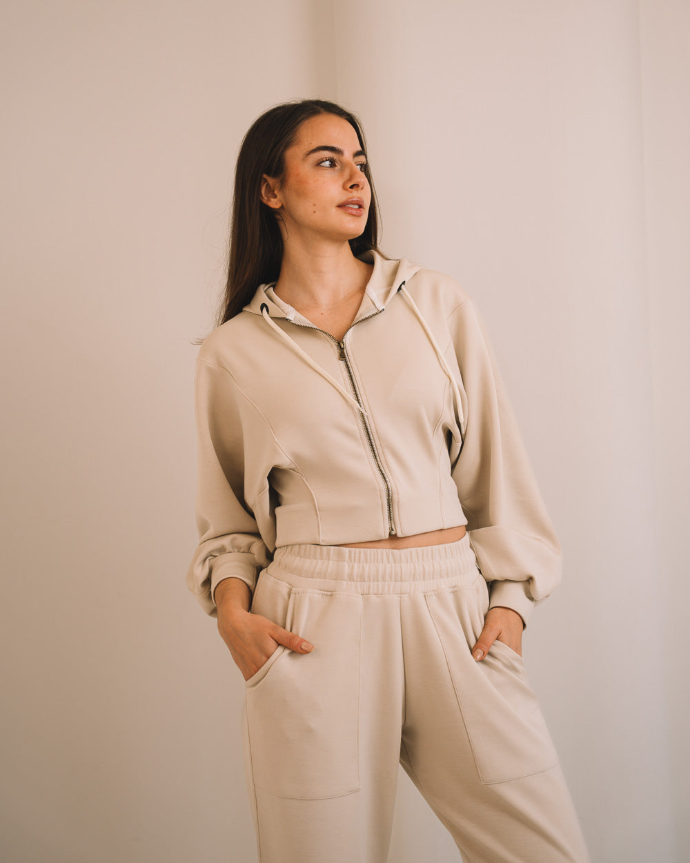 Modal Crop Hooded Jacket