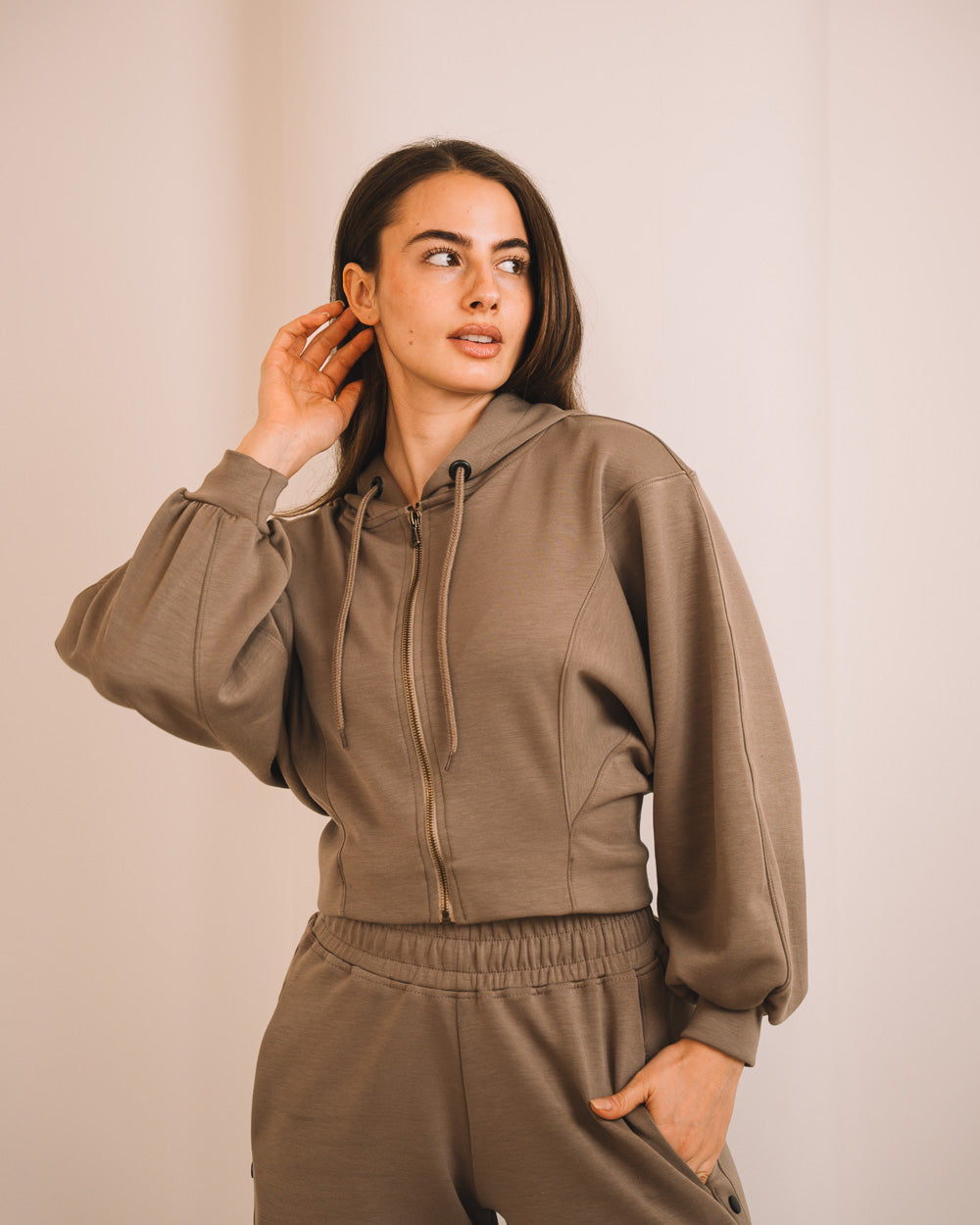 Modal Crop Hooded Jacket